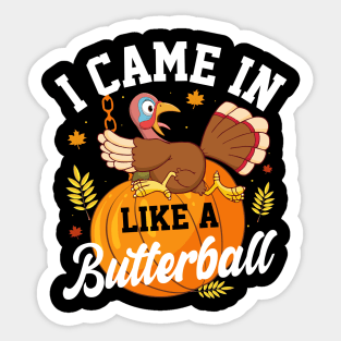 I Came In Like A Butterball Thanksgiving Turkey Funny Sticker